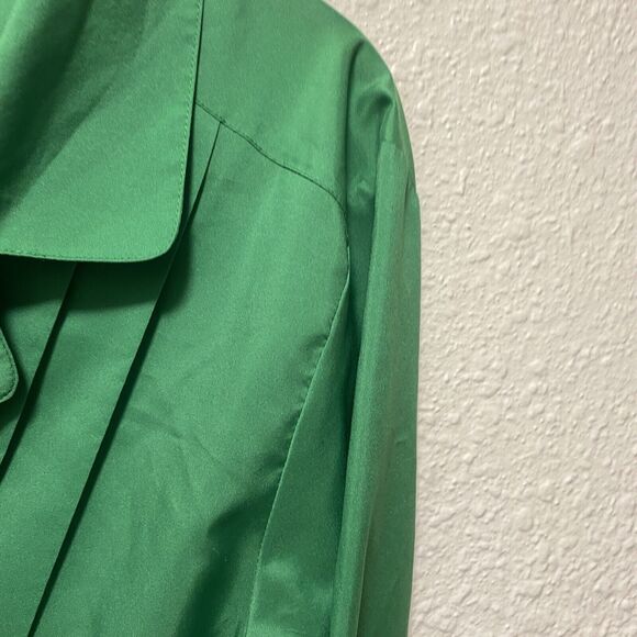 laura jayne blouse 14 silky green large l button up dressy work pleated tv - Picture 8 of 11